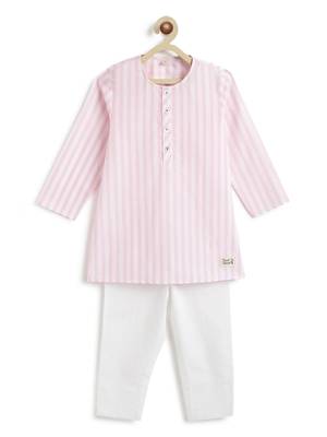 Pink plain cotton  kurta pyjama 2