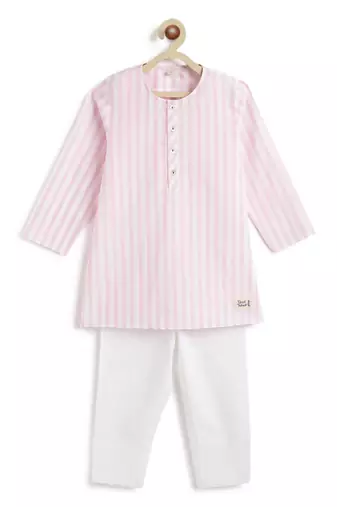Pink plain cotton  kurta pyjama