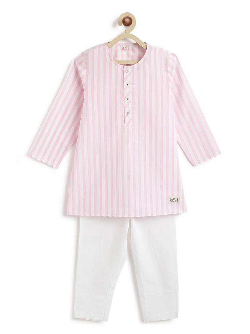 Pink plain cotton  kurta pyjama