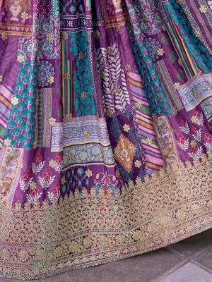 purple chinon zari work lehenga set choli with dupatta with dupatta 7