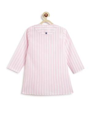 Pink plain cotton  kurta pyjama 3