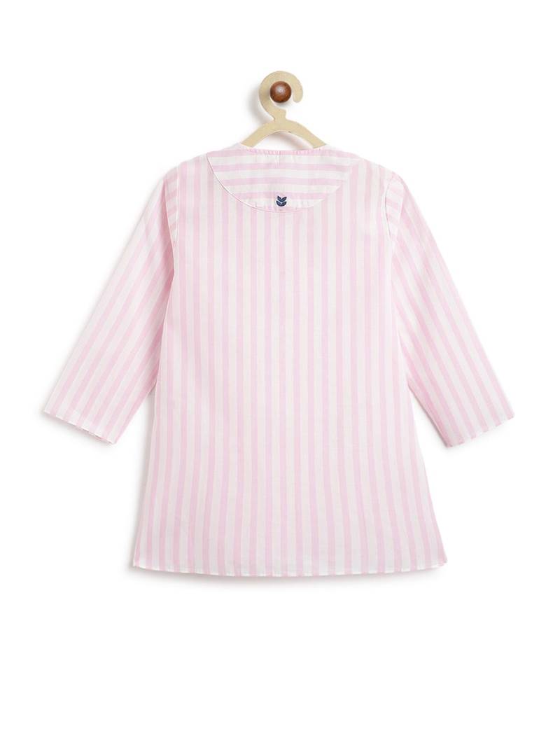 Pink plain cotton  kurta pyjama