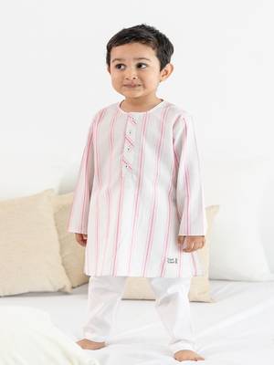 Pink plain cotton  kurta pyjama 1