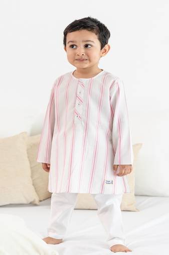 Pink plain cotton  kurta pyjama