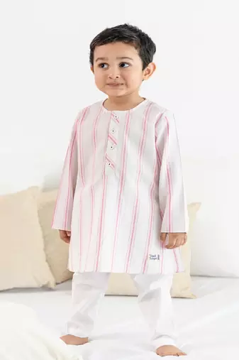 Pink plain cotton  kurta pyjama