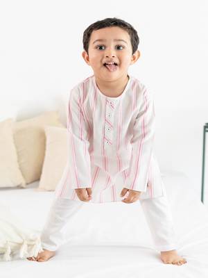 Pink plain cotton  kurta pyjama 2