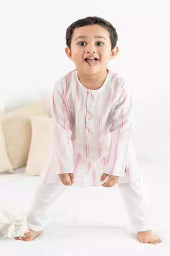 Pink plain cotton  kurta pyjama