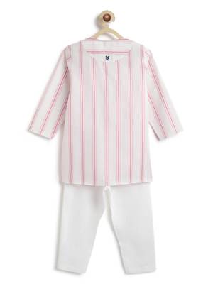Pink plain cotton  kurta pyjama 3