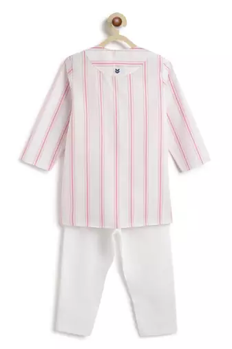Pink plain cotton  kurta pyjama