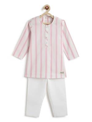 Pink plain cotton  kurta pyjama 5