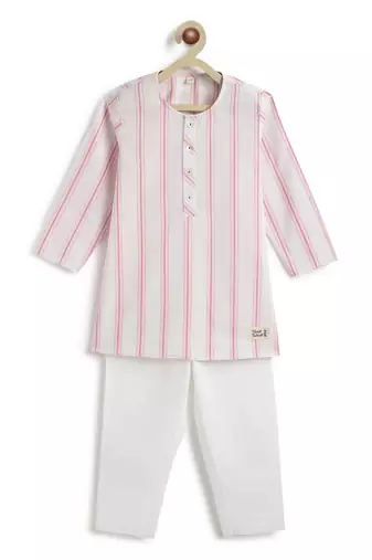 Pink plain cotton  kurta pyjama