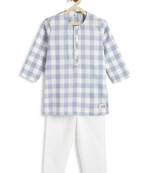 Blue plain cotton  kurta pyjama