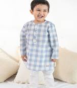 Blue plain cotton  kurta pyjama