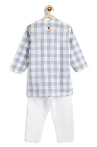 Blue plain cotton  kurta pyjama