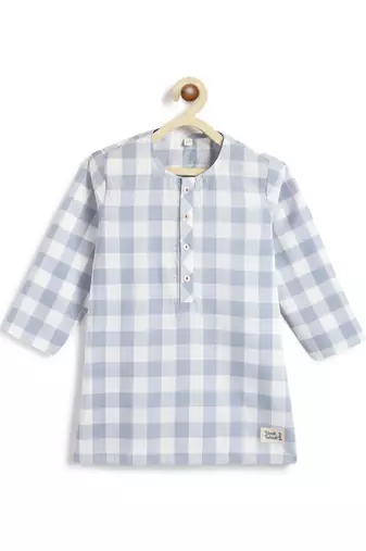 Blue plain cotton  kurta pyjama
