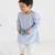 Blue plain cotton  kurta pyjama