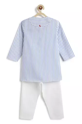 Blue plain cotton  kurta pyjama