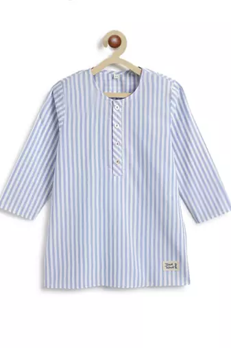 Blue plain cotton  kurta pyjama