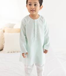 Green plain cotton  kurta pyjama