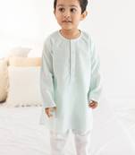Green plain cotton  kurta pyjama