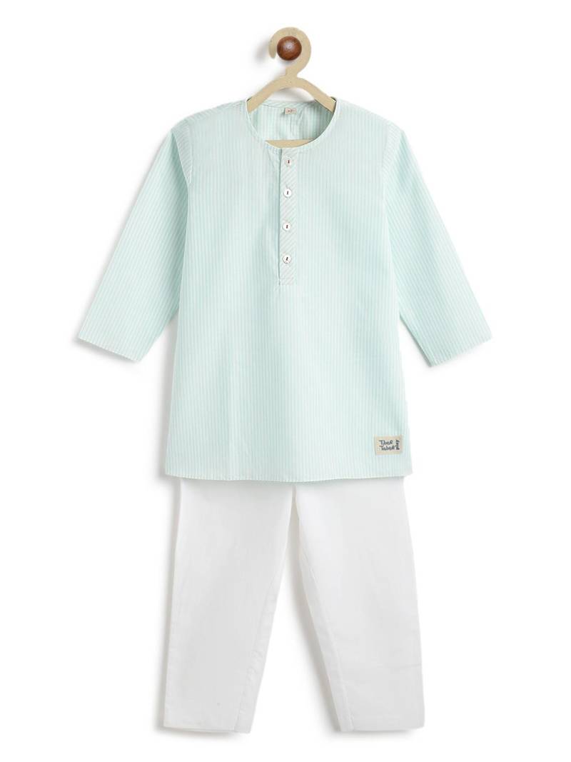 Green plain cotton  kurta pyjama