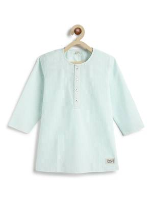Green plain cotton  kurta pyjama 3