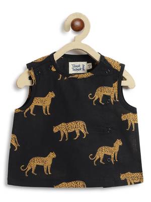 Black printed cotton  kurta pyjama 4