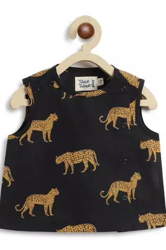 Black printed cotton  kurta pyjama