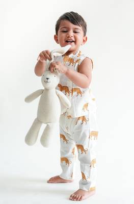 White printed cotton  kurta pyjama 1