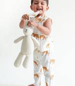 White printed cotton  kurta pyjama