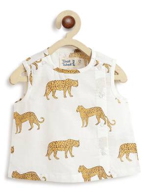 White printed cotton  kurta pyjama 3