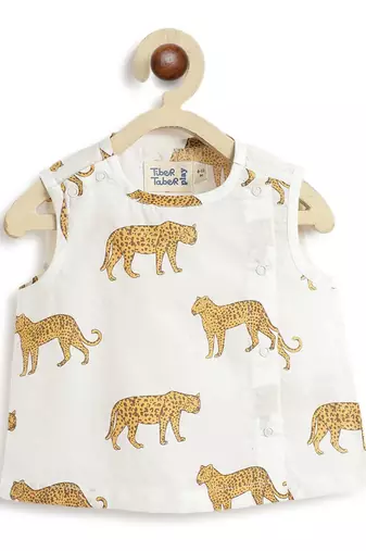 White printed cotton  kurta pyjama