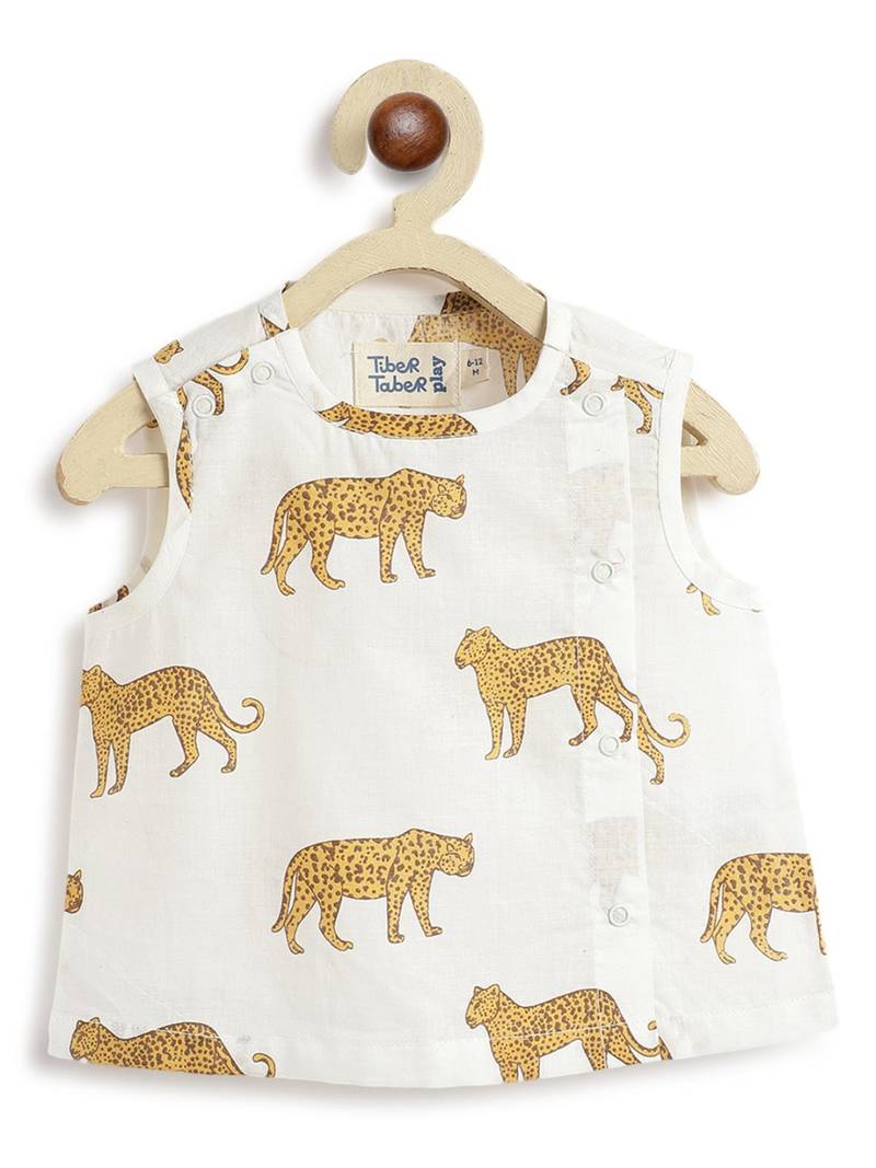 White printed cotton  kurta pyjama