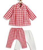 Red plain cotton  kurta pyjama