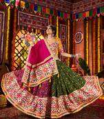 MULTICOLOR MIRROR WORK EMBROIDERED printed COTTON STITCHED LEHENGA CHOLI