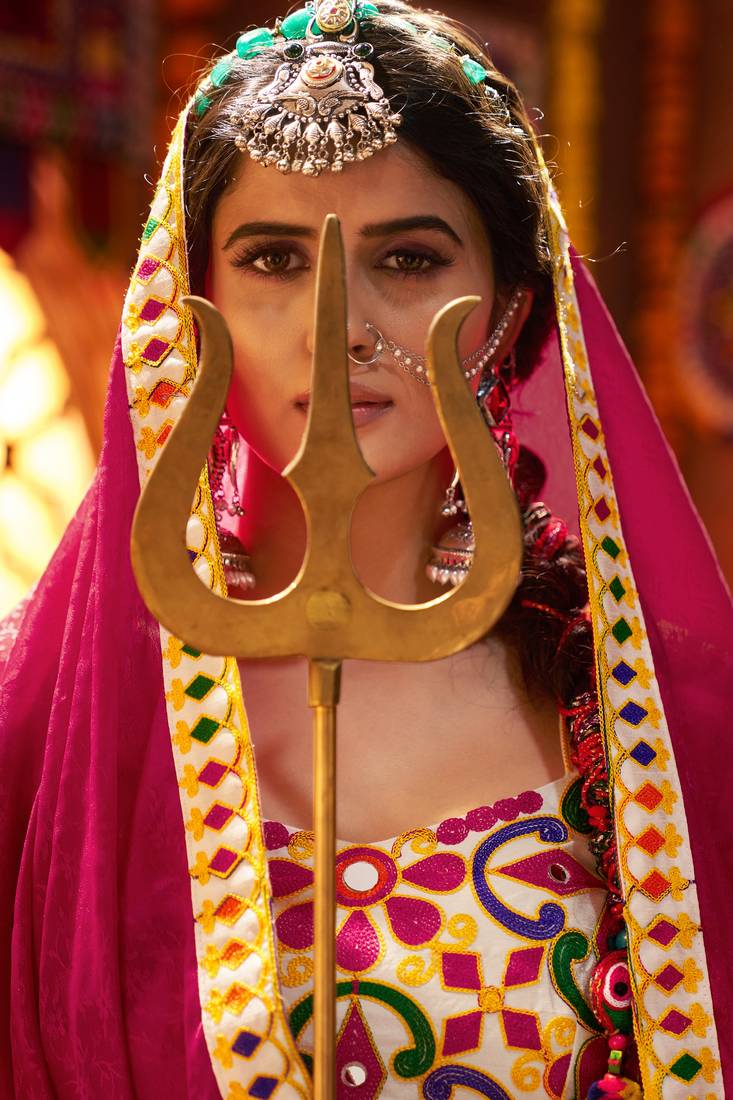 MULTICOLOR MIRROR WORK EMBROIDERED printed COTTON STITCHED LEHENGA CHOLI