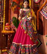 Pink Multi-Color Embroidered Navratri Lehenga Choli     Exclusive Garba Dress for Women