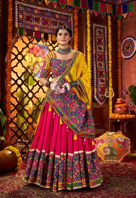 Pink Multi-Color Embroidered Navratri Lehenga Choli     Exclusive Garba Dress for Women 5
