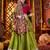 GREEN MIRROR WORK EMBROIDERED printed SILK STITCHED LEHENGA CHOLI