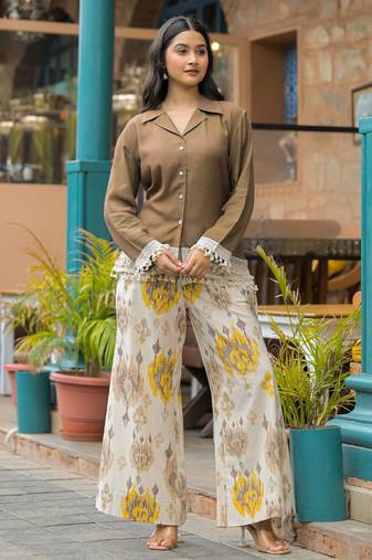Hardik tan cotton co-ord set