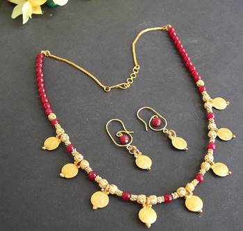 Beautiful Handmade Red Coin Necklace Set 1