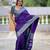 violet paithani saree with zari weawing Meenakari moon design with contrast blouse