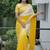Enchanting dark to light shaded yellow faux georgatte embroidered indian wedding saree