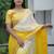 dark to light shaded yellow faux georgette embroidered indian wedding saree
