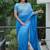 Mesmerizing dark to light shaded blue faux georgatte embroidered indian party wear saree