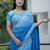 dark to light shaded blue faux georgette embroidered indian party wear saree