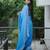 dark to light shaded blue faux georgette embroidered indian party wear saree