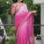 Catching dark to light shaded pink faux georgatte embroidered indian designer saree