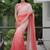 Delightful dark to light shaded peach faux georgatte embroidered indian bollywood saree