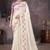 off-white crush georgette embroidered indian wedding saree